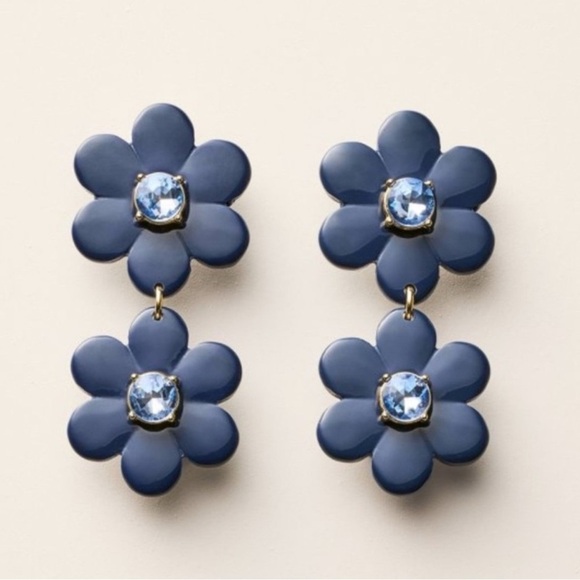 Kate Spade Navy Floral Earrings NIB - Picture 2 of 5
